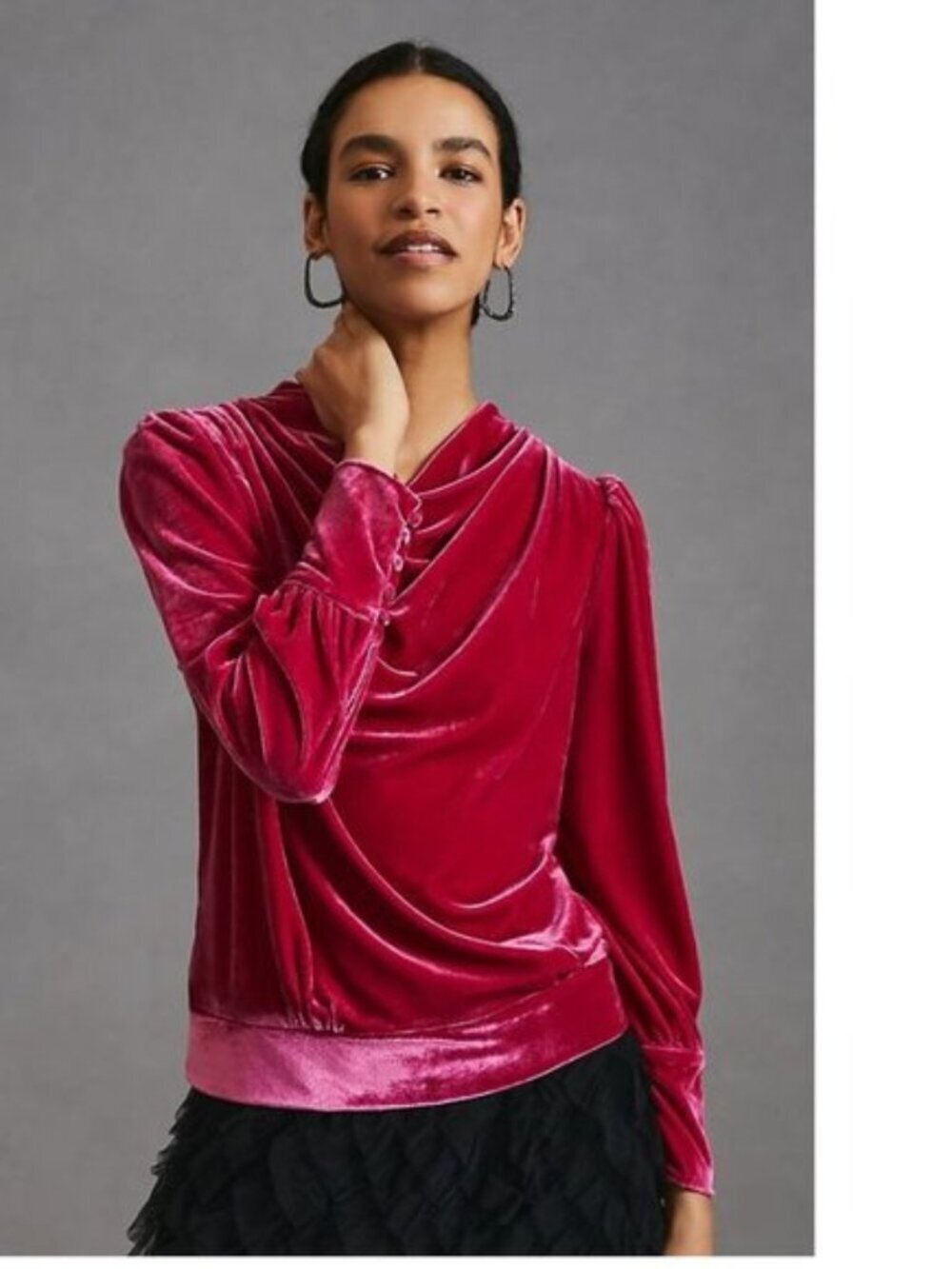NWT ANTHROPOLOGIE x BTFL-life Women's Medium Velvet Pullover Blouse Pink $78.00